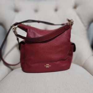 Rare Authentic Coach C1522 Cherry Pebble Leather Suede Bag